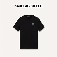 Karl Lagerfeld卡尔拉格斐轻奢老佛爷男装 24夏款KARL钉珠修身休闲短袖T恤 黑色 54