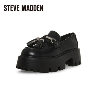 史蒂夫·马登 STEVE MADDEN/思美登2024厚底粗跟流苏一脚蹬乐福鞋女 MAJOR 黑色 34