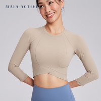 MAIA ACTIVE MAIAACTIVE 罗纹肌理 运动健身训练瑜伽中袖紧身短上衣TEE TS014