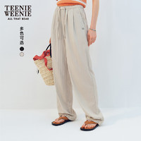 Teenie Weenie【垂感阔腿裤】小熊2024年夏季宽松休闲裤长裤女 象牙白 170/L