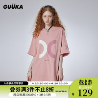 古由卡（GUUKA）潮牌多色休闲短袖T恤男夏潮 美式重磅纯棉上衣宽松易穿搭 粉色F7987 XS