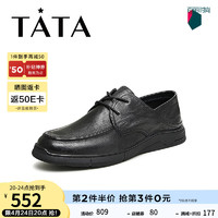 他她（TATA）商务休闲皮鞋男款软底真皮舒适爸爸鞋2024夏72T26BM4 黑色 38