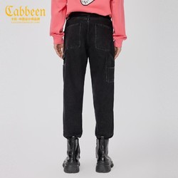 Cabbeen 卡宾 商场同款Cabbeen/卡宾男装小脚牛仔裤3221116044黑色简约复古潮F