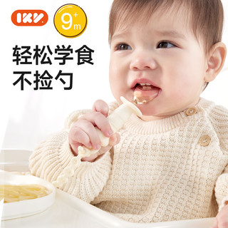 爱咔威（IKV）PPSU宝宝短柄勺子婴儿学吃饭训练自主进食辅食餐具叉勺 白-猫爪PPSU短柄叉勺
