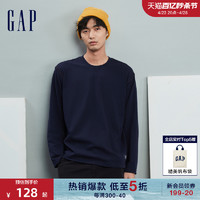 Gap 盖璞 男装春秋LOGO水洗棉宽松高级长袖T恤运动休闲舒适上衣841243