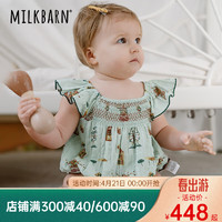 Milkbarn2024婴儿包屁衣女宝宝衣服夏季短袖哈衣新生儿爬爬服 浅滩乐园 66cm(3-6m)