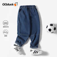 可可鸭(QQ DUCK)童装儿童牛仔裤男童休闲裤中大童青少年衣服方形袋盖蓝色;120