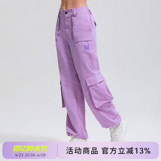ANNA SUI 安娜苏 轻薄梭织工装口袋裤舒适紫色运动裤女