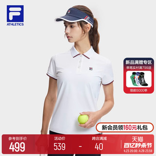 FILA 斐乐 女子针织短袖POLO衫2024夏季新款网球运动透气T恤上衣