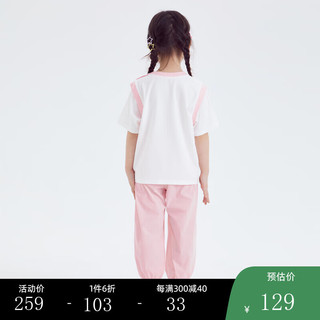 小猪班纳童装2024夏装儿童上衣裤子两件套小童女童套装宝宝潮 粉红 120cm