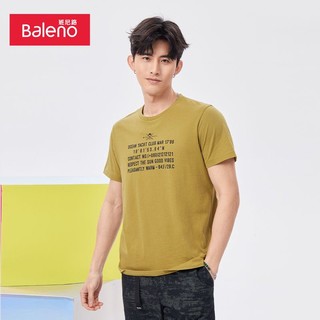 百亿补贴：Baleno 班尼路 2023春夏新款港风潮流字母印花T恤男圆领休闲纯棉短袖上衣