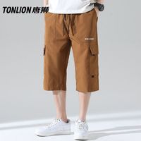 百亿补贴：TONLION 唐狮 夏季男士外穿工装短裤宽松七分裤运动户外时尚中长款过膝裤子