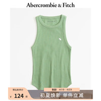 Abercrombie & Fitch 女装 24春夏U型领美式风罗纹纯色百搭内搭背心 358094-1 绿色 XXS (160/80A)