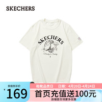 斯凯奇（Skechers）雅钻系列中性针织短袖T恤衫L124U136 奶油米白/00NA M
