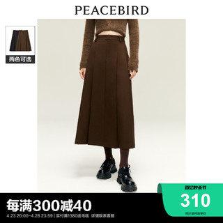 PEACEBIRD 太平鸟 百褶半身裙中长裙2023年冬季新款复古美拉德A字裙女士