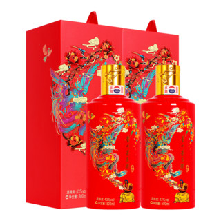 MOUTAI 茅台 喜宴 中国红 43%vol 酱香型白酒 500ml*2瓶 双支装