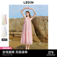 LEDIN 乐町 山茶少女连衣裙24年夏季新款挂脖长裙子海边慵懒度假风连衣裙