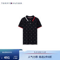 TOMMY HILFIGER24春夏童装男纯棉小绣标满印镶边短袖POLO衫TH2222002 藏青色印花002 4/110cm