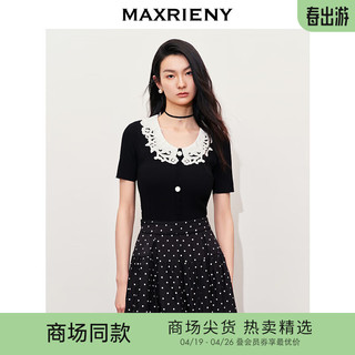 MAXRIENY【派对聚会-】华丽刺绣藤蔓花朵毛衫女修身显瘦 黑色 03/38/L