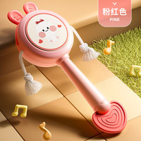 喜迪奇婴儿拨浪鼓可啃咬0-6个月宝宝安抚早教玩具新生儿抓握训练手摇铃 粉兔兔婴儿拨浪鼓可啃咬