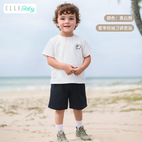 ELLE BABY儿童T恤透气中大童夏装儿童薄款短袖上衣宝宝衣服短袖短裤套装 小白熊套装（短袖+短裤） 120码