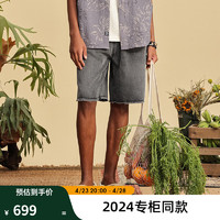 杰帝梵JDV男装2024春夏灰色莱赛尔五分裤牛仔短裤SPP4651 灰色 170/80C（01）
