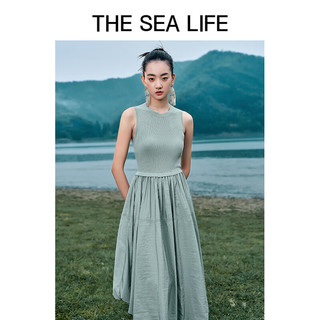 THE SEA LIFE 欧海一生 针织拼接连衣裙24春夏无袖高级感XD15309 苜蓿灰 S