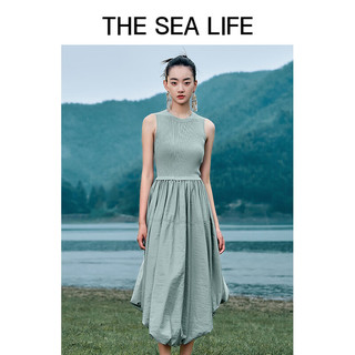 THE SEA LIFE 欧海一生 针织拼接连衣裙24春夏无袖高级感XD15309 苜蓿灰 S