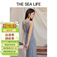 THE SEA LIFE欧海一生 连衣裙女24夏修身显瘦流苏针织吊带连衣裙15867 海港蓝 S