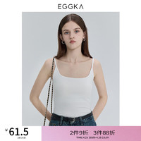 EGGKA 带胸垫吊带背心女春夏时尚百搭凉感舒适针织打底外穿上衣 米白 均码