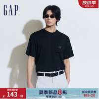 Gap男女装2024夏季纯棉圆领短袖T恤宽松简约多色上衣460846 炭黑色 185/104A(XXL) 亚洲尺码