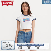 Levi's李维斯24夏季女士复古时尚宽松LOGO印花短袖T恤气质 白色 A3523-0080 XS