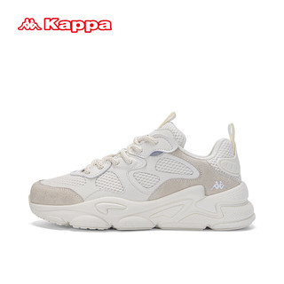 卡帕（Kappa）运动鞋漫步者三代男子网面透气老爹鞋 冬日白/麦芽米粽 36