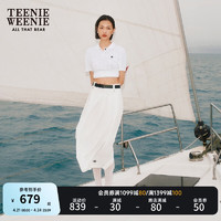 Teenie Weenie【明星同款】小熊2024年夏季高腰百褶中长裙气质 白色 155/XS