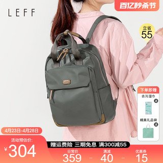 LEFF 帆布双肩包女2024新款14寸电脑包旅行大容量学生书包通勤背包