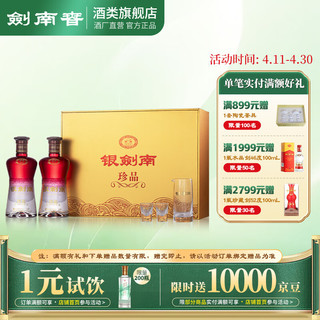 剑南春 银剑南珍品礼盒 白酒纯粮食酒收藏送礼 52度 500mL 2瓶 礼盒