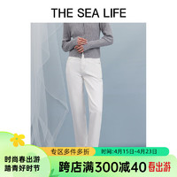 THE SEA LIFE欧海一生 100%棉系牛仔裤女24夏季休闲直筒裤A0051 云白色 S