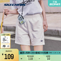 SKECHERS 斯凯奇 白色短裤男女同款宽松休闲运动裤纯色情侣针织裤子