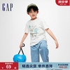 Gap 盖璞 男童2024春季纯棉印花图案圆领短袖T恤儿童装上衣430241 白色 150cm(L)亚洲尺码