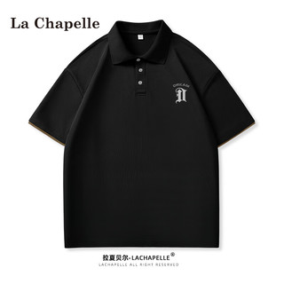 La Chapelle polo衫男短袖夏季时尚休闲宽松透气翻领户外百搭上衣t恤男 梦想D#黑色 XL