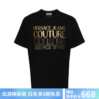 VERSACE 范思哲 男士时尚字母印花短袖进口大牌T恤 76GAHT10CJ00T 黑色 M