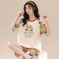 香蜜闺秀【小清新趣萌卡通】棉质睡衣女夏季薄款减龄可外穿短袖短裤家居服 红色 M