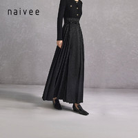 纳薇（naivee）naivee纳薇24夏新中式高级小众设计肌理感枯笔提花国风马面裙 黑色 黑色 165/70A/L