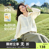SANFU 三福 短外套2024夏季休闲简约露营小标连帽防晒衣女装828998 杏色 165/88A/M
