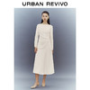 URBAN REVIVO UR2024春季女装法式垂感褶皱收腰连衣裙UWG740030 米白 S