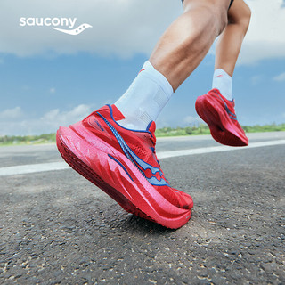 Saucony索康尼啡速4跑鞋女训练鞋竞速跑步鞋缓震马拉松运动鞋女 红【伦敦马拉松】 38.5