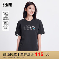 森马（Semir）凉感T大力水手联名短袖T恤女2024抗菌速干夏装 深灰20937 170/92A/XL