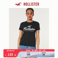 HOLLISTER24夏季美式宽松印花棉质图案短袖T恤 女 KI357-3260 黑色 M (165/92A)