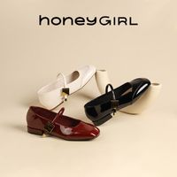 百亿补贴：honeyGIRL 田莘 玛丽珍女鞋2024小众时尚卡其色高端平底鞋方头浅口单鞋