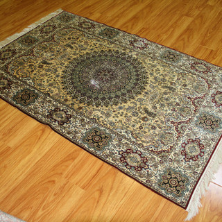 毯 1厘米13个结高道数薄软手工真丝地毯 122x183厘米